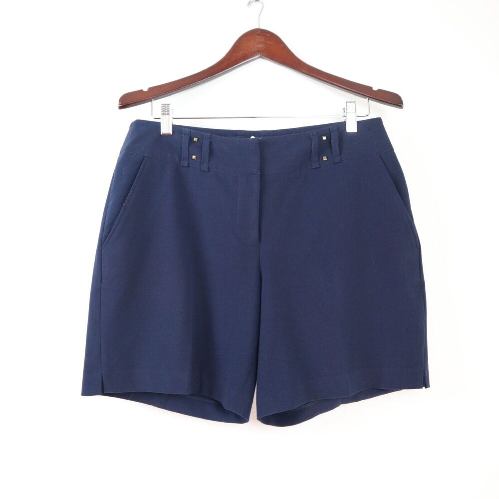 Vintage Cache Size 8 Crepe Woven Shorts Studded Detail Navy Blue